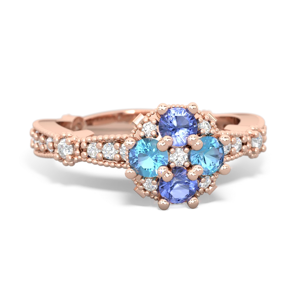 Tanzanite Sparkling Tiara Cluster 14K Rose Gold ring R26293RD