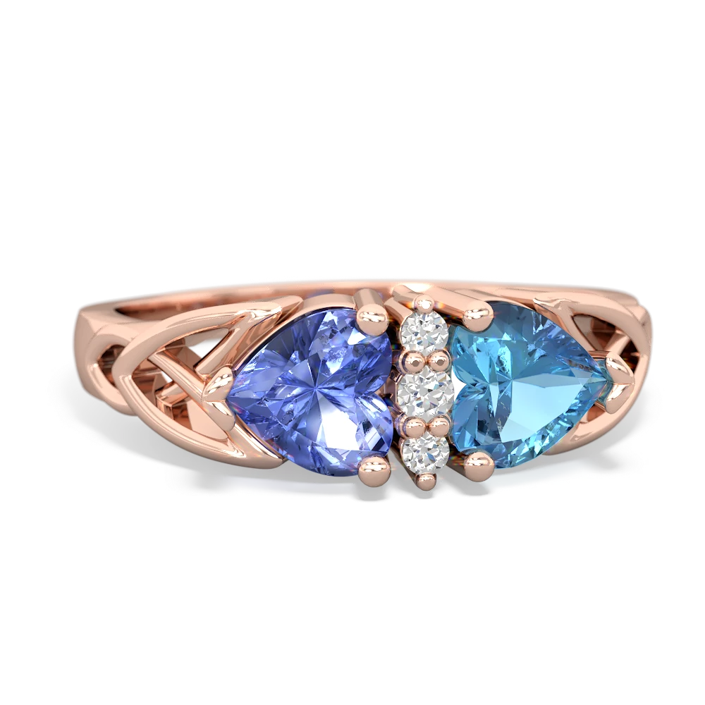 Tanzanite Celtic Knot Double Heart 14K Rose Gold ring R5040