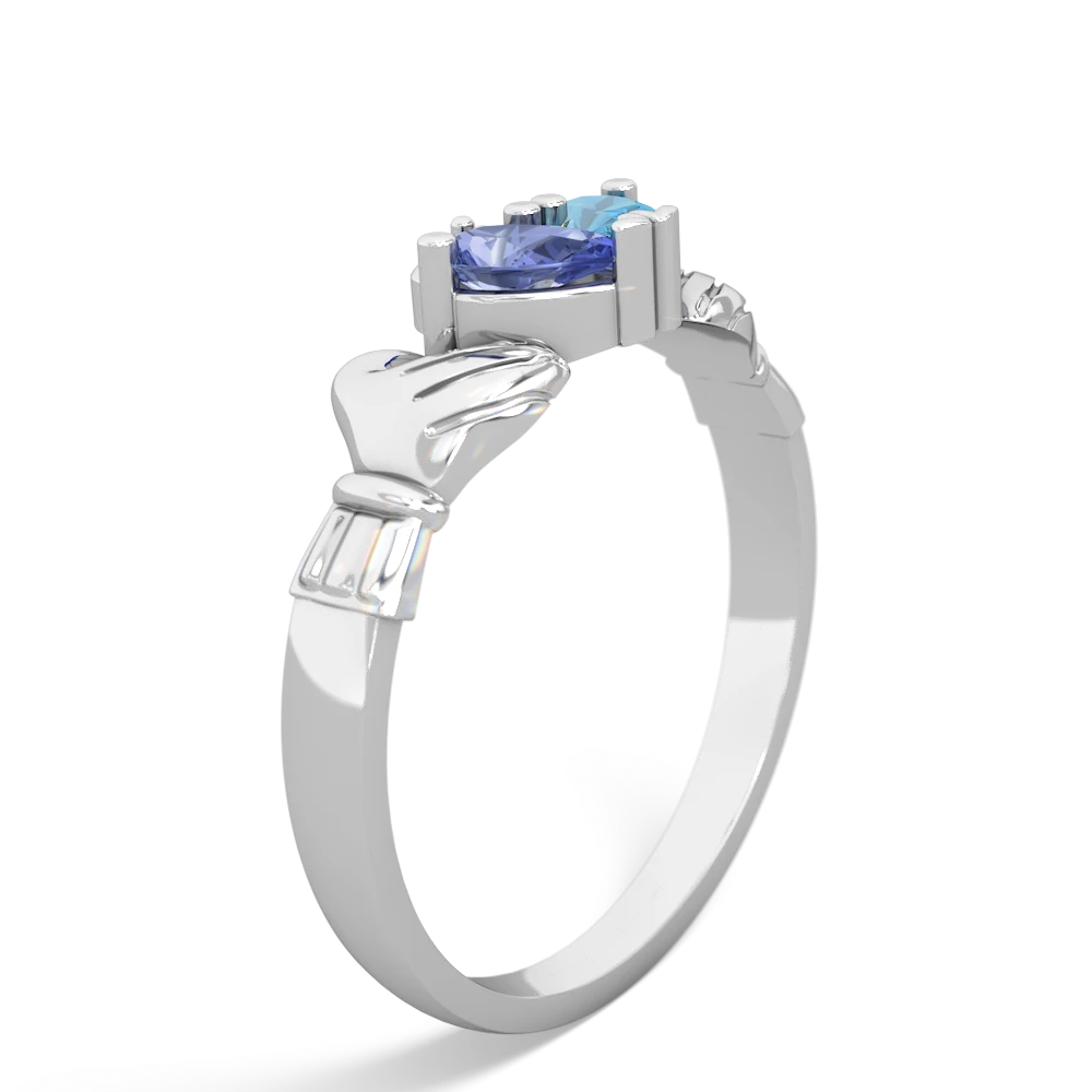 Tanzanite 'Our Heart' Claddagh 14K White Gold ring R2388