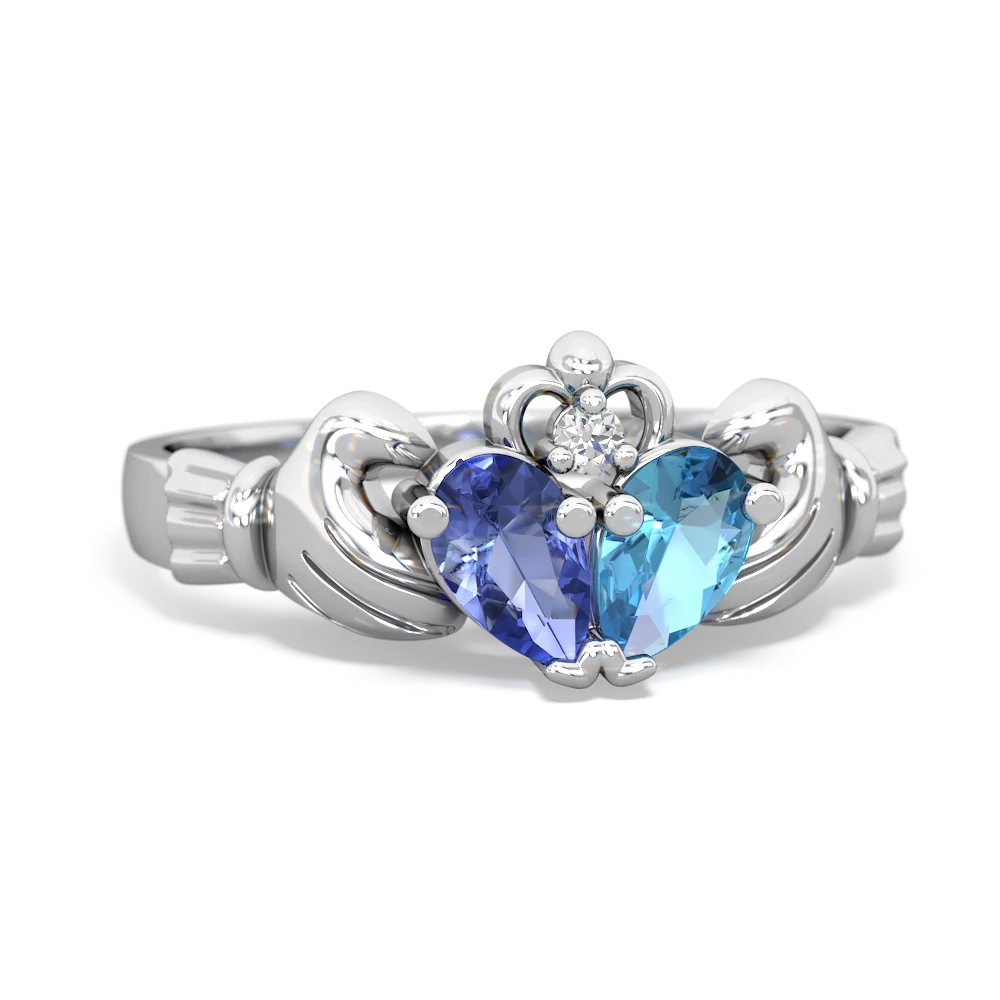 Tanzanite 'Our Heart' Claddagh 14K White Gold ring R2388