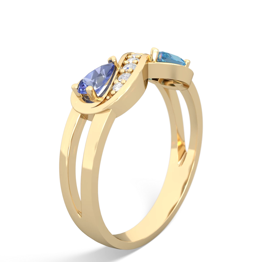 Tanzanite Diamond Infinity 14K Yellow Gold ring R5390