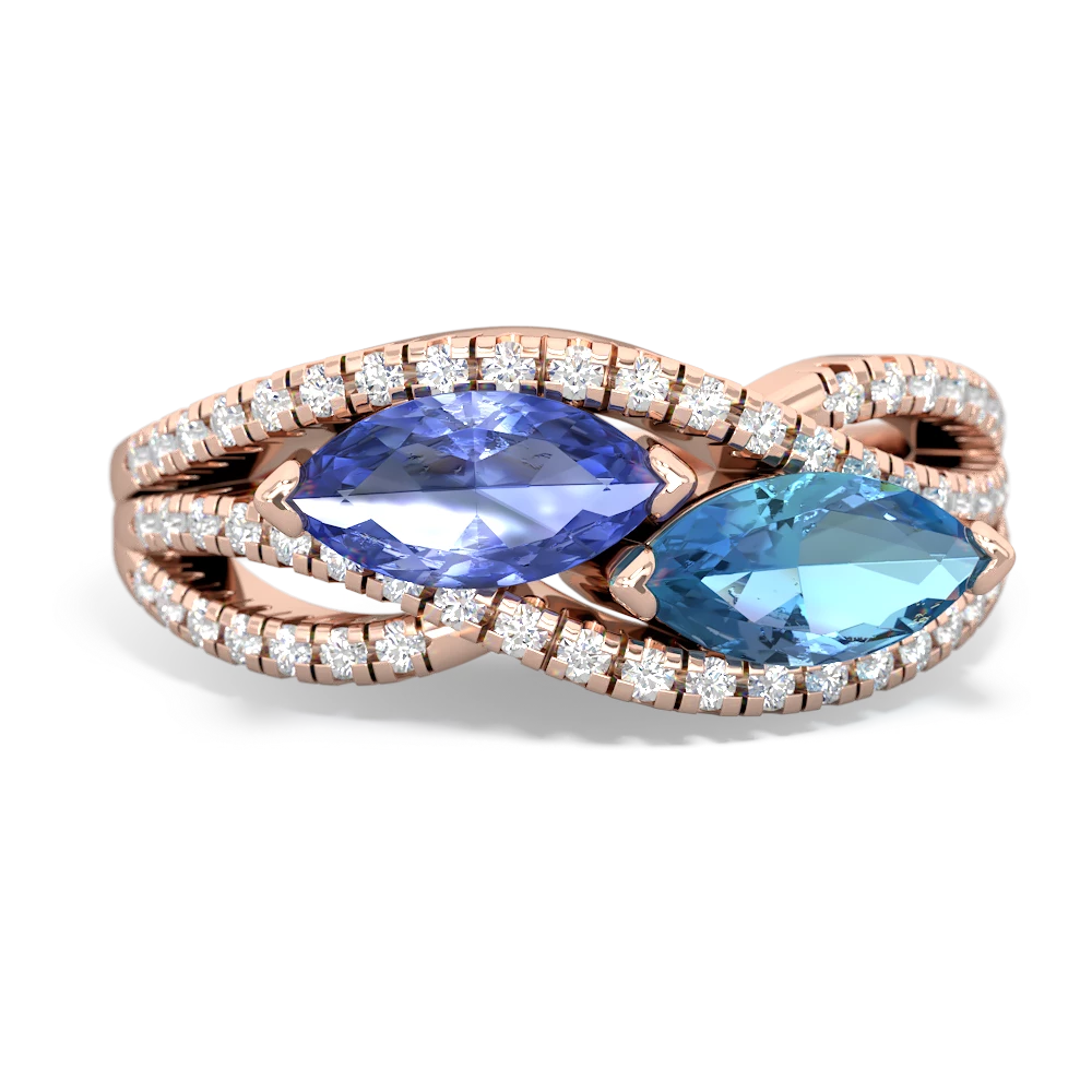 Tanzanite Diamond Rivers 14K Rose Gold ring R3070