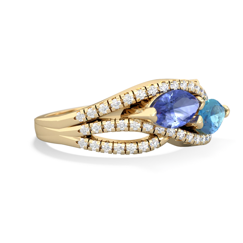 Tanzanite Diamond Rivers 14K Yellow Gold ring R3070