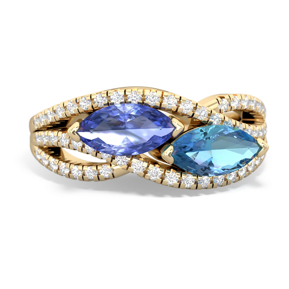 Tanzanite Diamond Rivers 14K Yellow Gold ring R3070