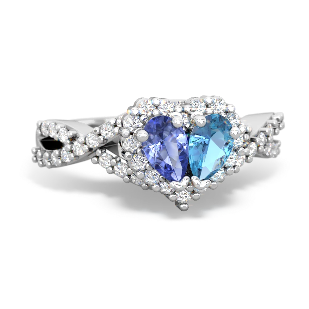 Tanzanite Diamond Twist 'One Heart' 14K White Gold ring R2640HRT