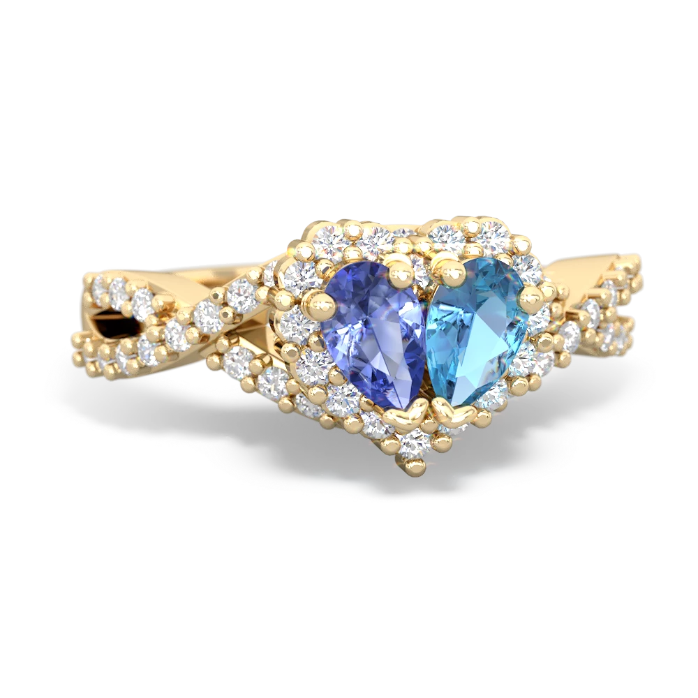 Tanzanite Diamond Twist 'One Heart' 14K Yellow Gold ring R2640HRT