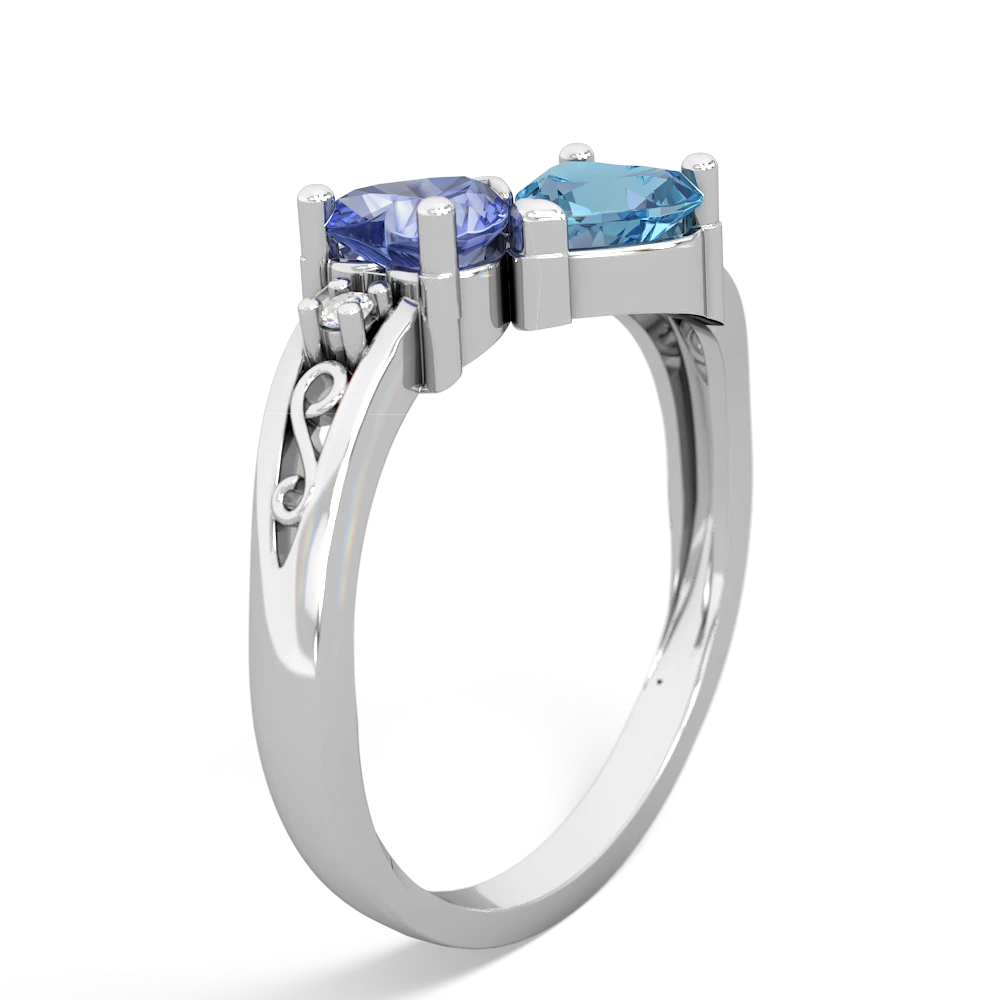 Tanzanite Snuggling Hearts 14K White Gold ring R2178