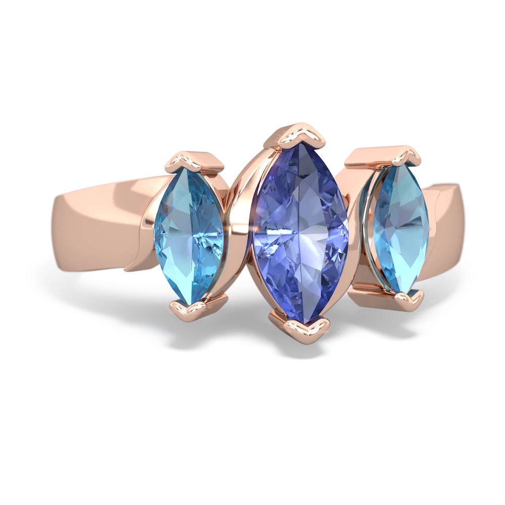 Tanzanite Three Peeks 14K Rose Gold ring R2433