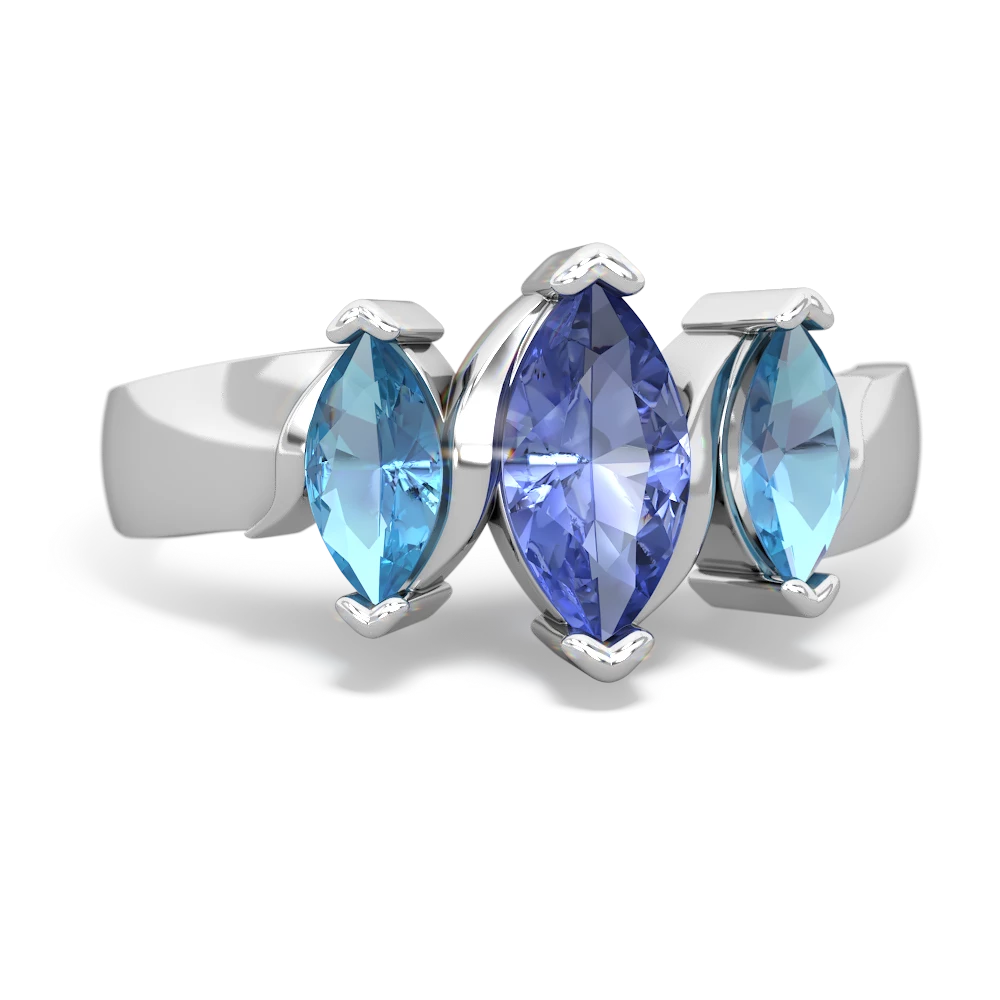 Tanzanite Three Peeks 14K White Gold ring R2433