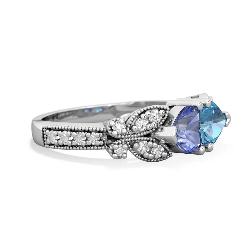 Tanzanite Diamond Butterflies 14K White Gold ring R5601