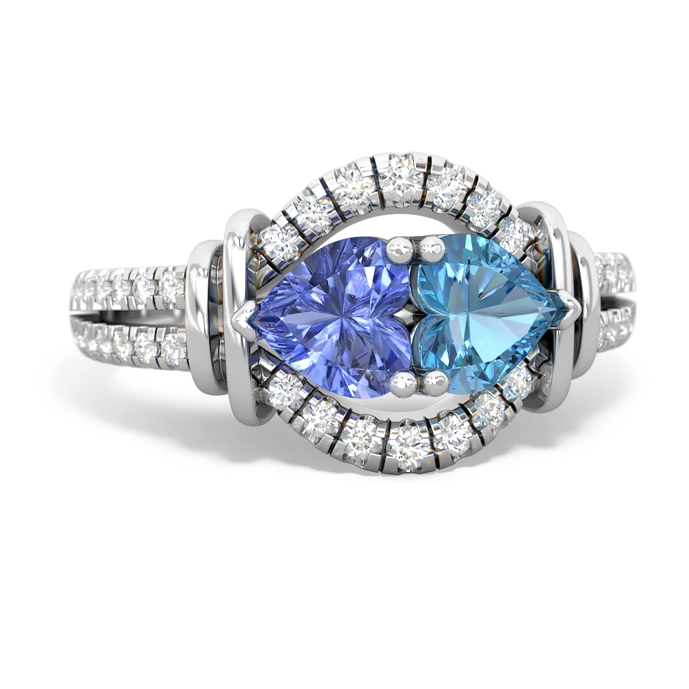 Tanzanite Art-Deco Keepsake 14K White Gold ring R5630