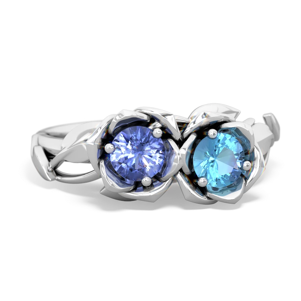 Tanzanite Rose Garden 14K White Gold ring R5510