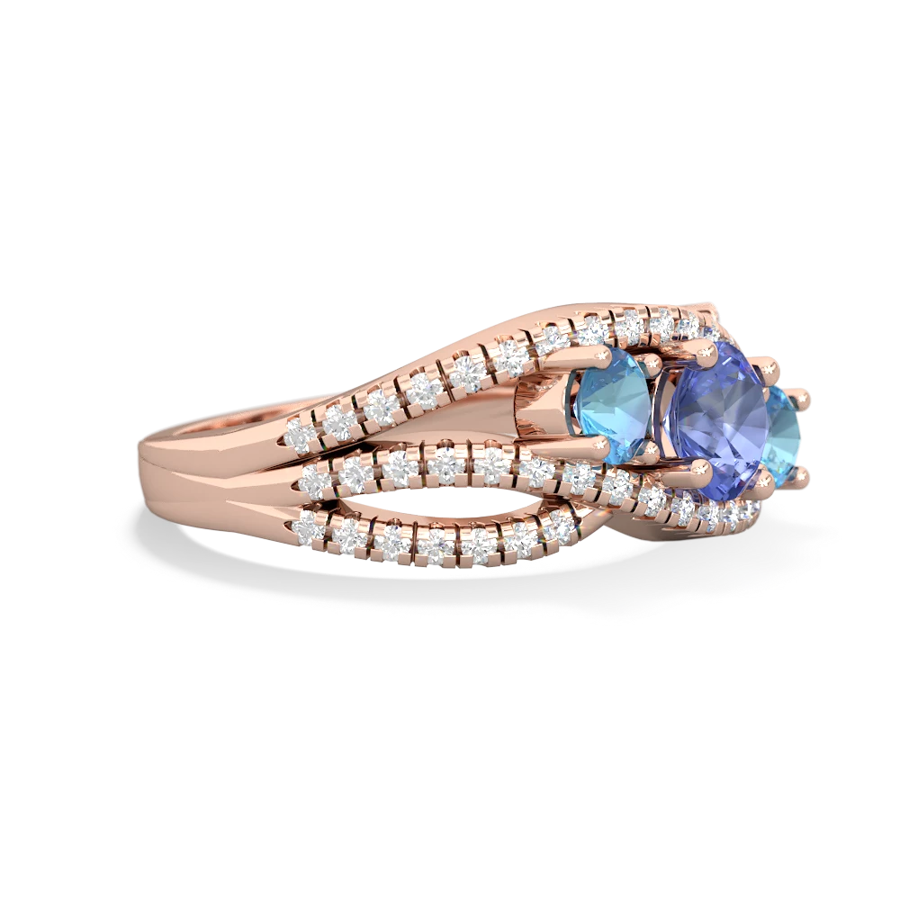 Tanzanite Three Stone Aurora 14K Rose Gold ring R3080