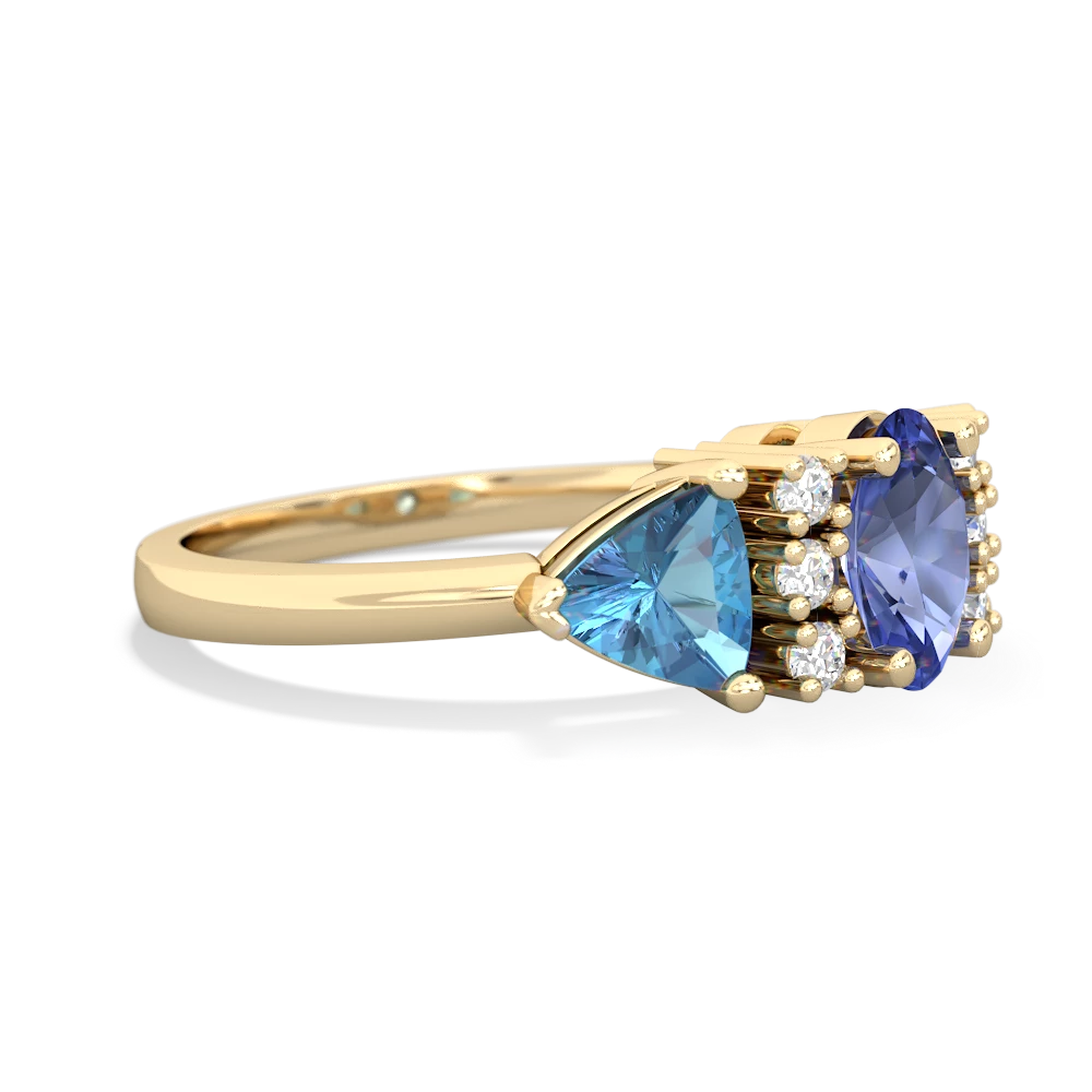 Tanzanite Antique Style Three Stone 14K Yellow Gold ring R2186