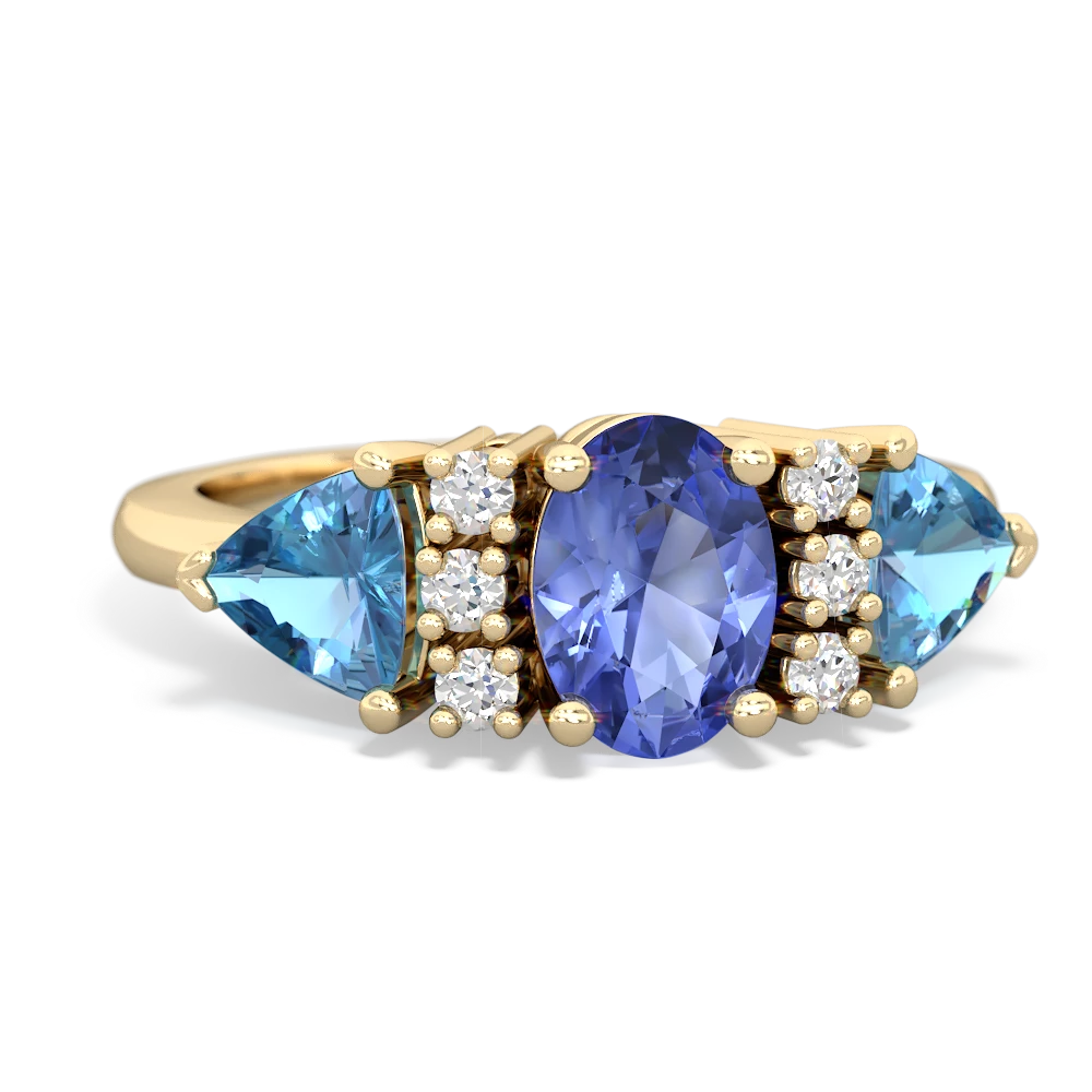 Tanzanite Antique Style Three Stone 14K Yellow Gold ring R2186