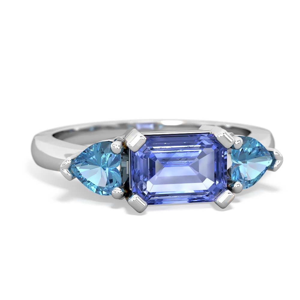 Tanzanite Three Stone 14K White Gold ring R5235