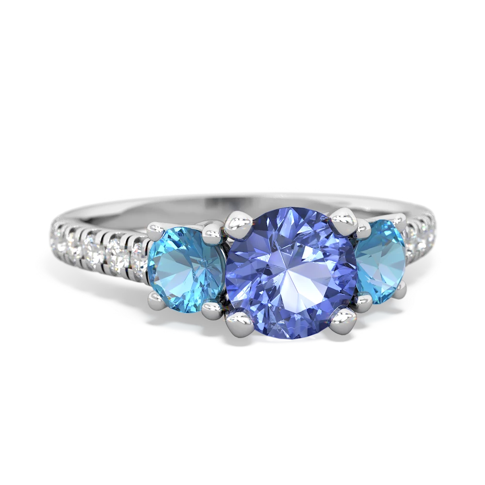 Tanzanite Pave Trellis 14K White Gold ring R5500