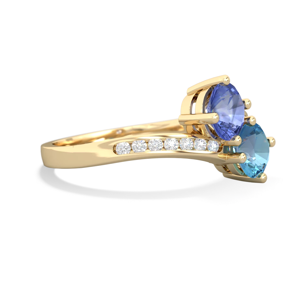 Tanzanite Channel Set Two Stone 14K Yellow Gold ring R5303