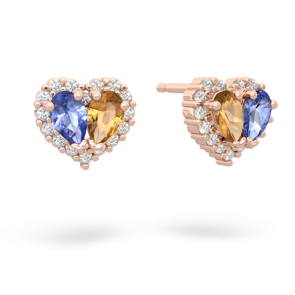 Tanzanite Halo 14K Rose Gold earrings E7008