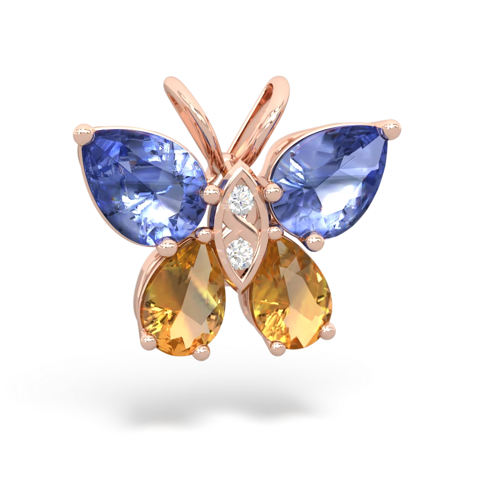 Tanzanite Butterfly 14K Rose Gold pendant P2215