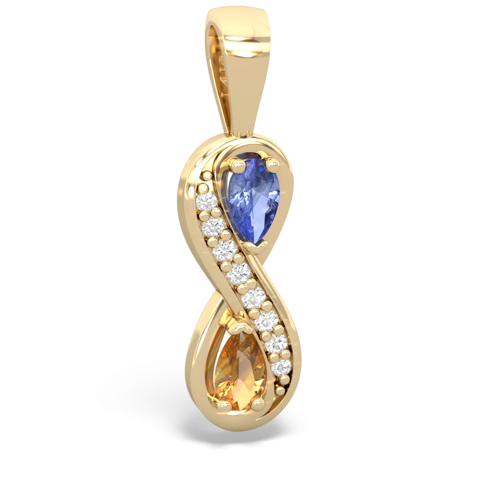 Tanzanite Diamond Infinity 14K Yellow Gold pendant P5390