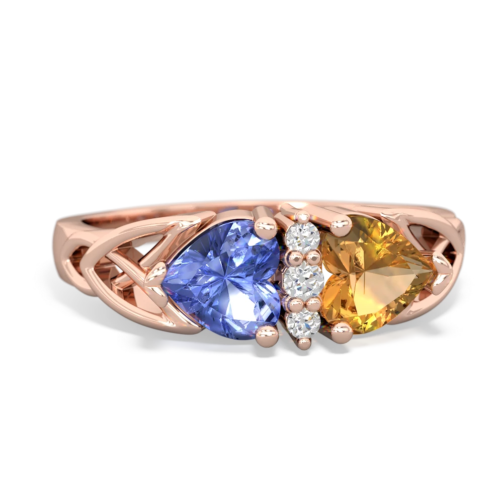 Tanzanite Celtic Knot Double Heart 14K Rose Gold ring R5040