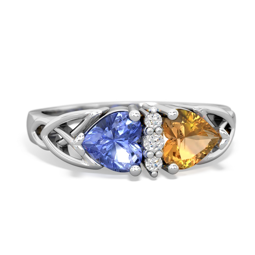 Tanzanite Celtic Knot Double Heart 14K White Gold ring R5040