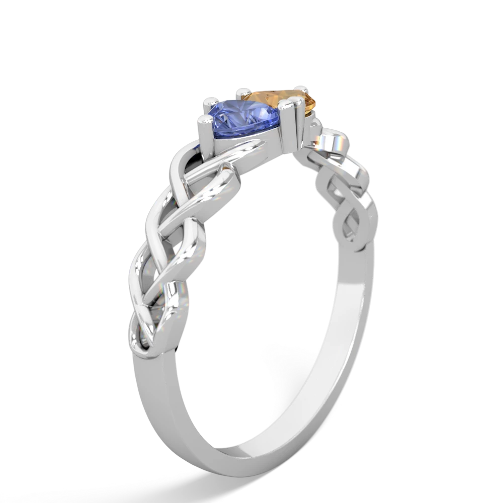 Tanzanite Heart To Heart Braid 14K White Gold ring R5870