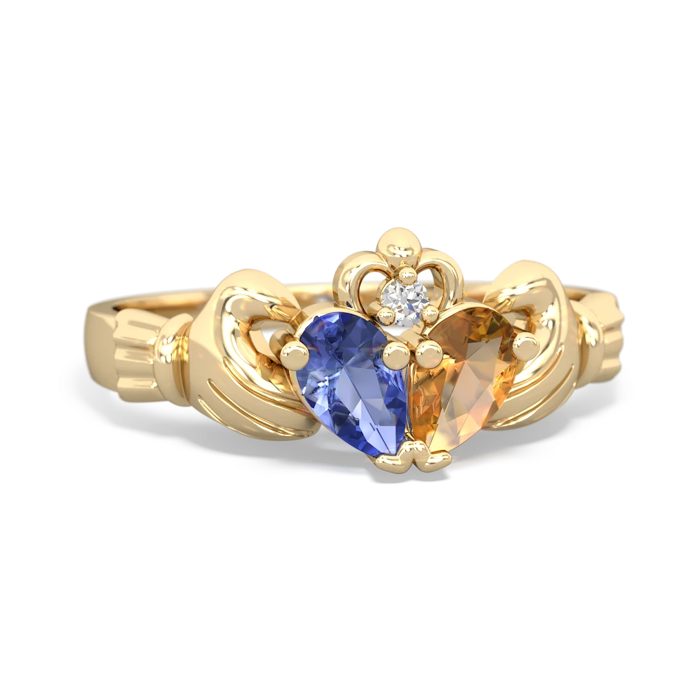 Tanzanite 'Our Heart' Claddagh 14K Yellow Gold ring R2388