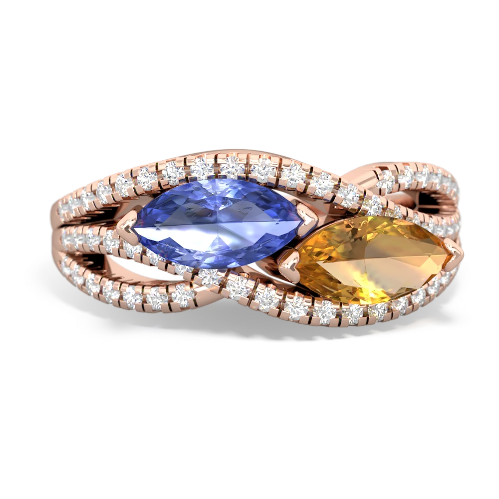 Tanzanite Diamond Rivers 14K Rose Gold ring R3070