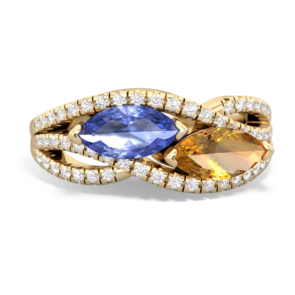 Tanzanite Diamond Rivers 14K Yellow Gold ring R3070