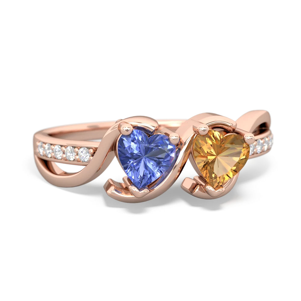 Tanzanite Side By Side 14K Rose Gold ring R3090