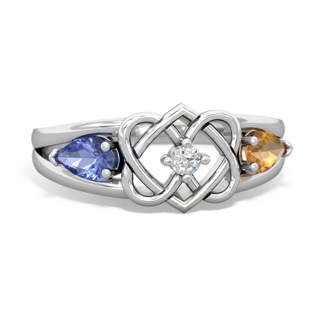 Tanzanite Hearts Intertwined 14K White Gold ring R5880