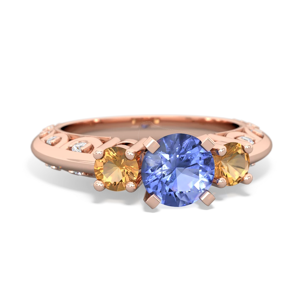 Tanzanite Art Deco Eternal Embrace Engagement 14K Rose Gold ring C2003