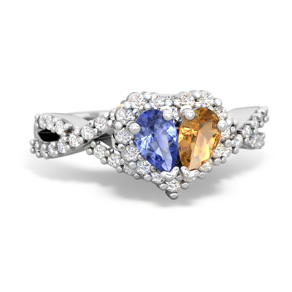 Tanzanite Diamond Twist 'One Heart' 14K White Gold ring R2640HRT