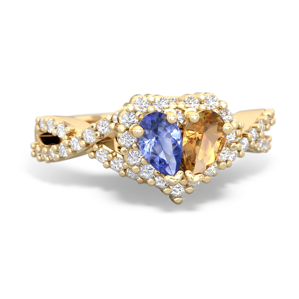 Tanzanite Diamond Twist 'One Heart' 14K Yellow Gold ring R2640HRT