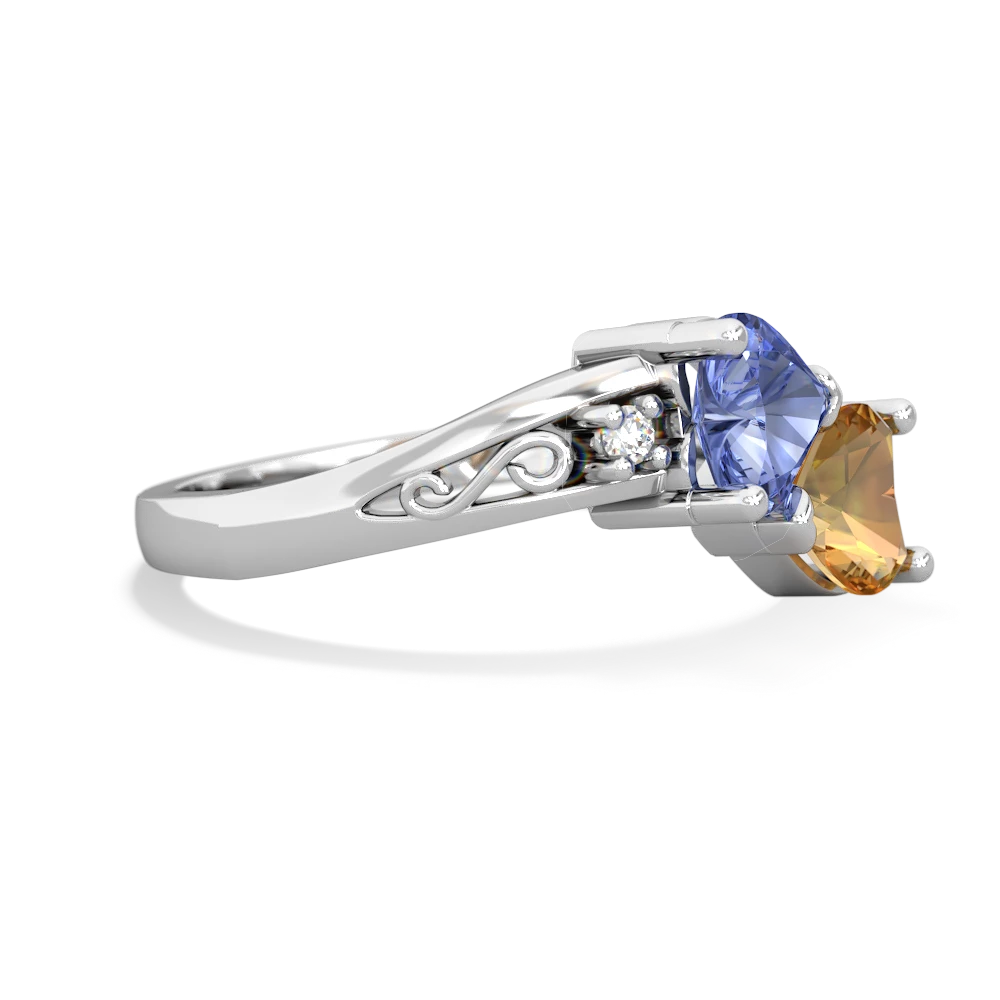 Tanzanite Snuggling Hearts 14K White Gold ring R2178