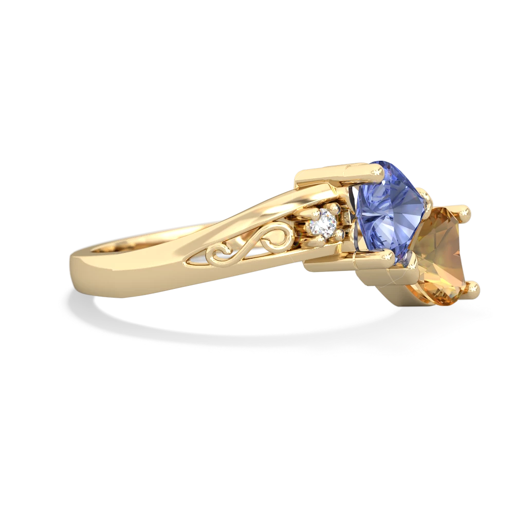 Tanzanite Snuggling Hearts 14K Yellow Gold ring R2178