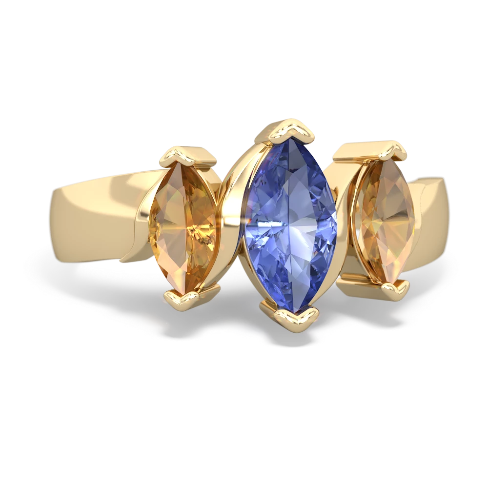 Tanzanite Three Peeks 14K Yellow Gold ring R2433