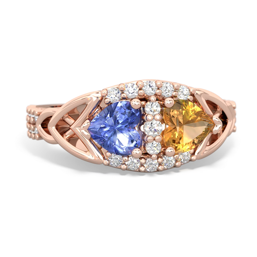 Tanzanite Sparkling Celtic Knot 14K Rose Gold ring R2645