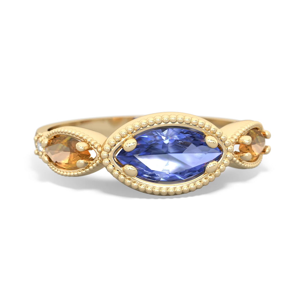 Tanzanite Milgrain Marquise 14K Yellow Gold ring R5700