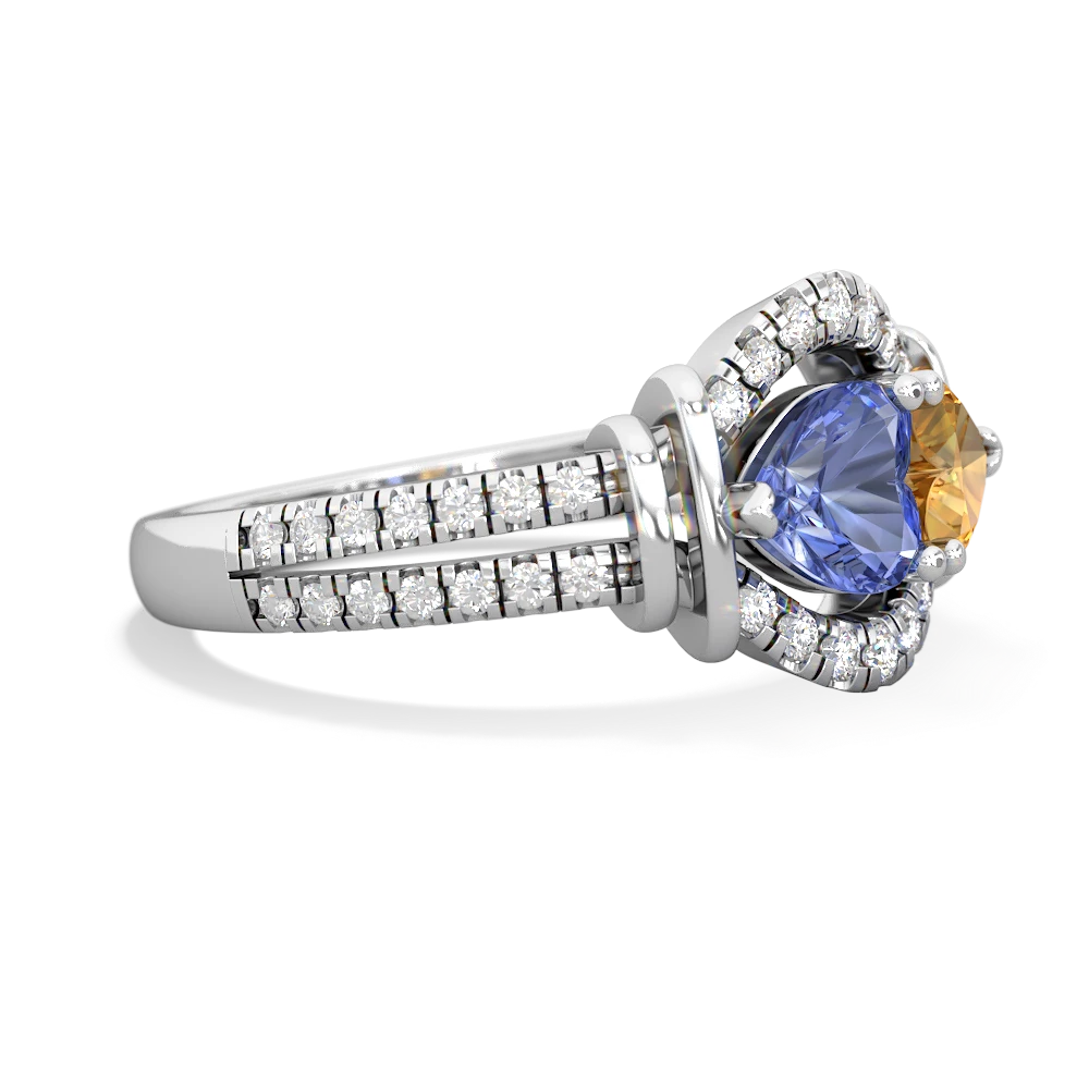 Tanzanite Art-Deco Keepsake 14K White Gold ring R5630