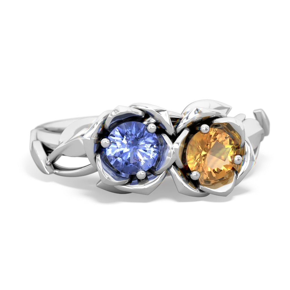 Tanzanite Rose Garden 14K White Gold ring R5510