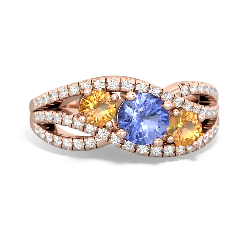 Tanzanite Three Stone Aurora 14K Rose Gold ring R3080