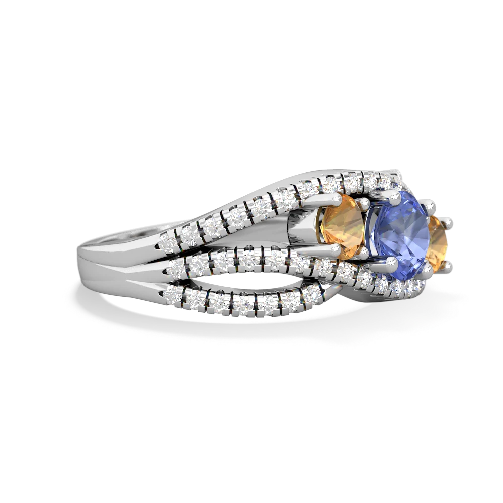 Tanzanite Three Stone Aurora 14K White Gold ring R3080