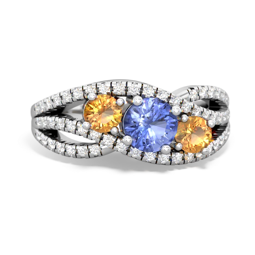 Tanzanite Three Stone Aurora 14K White Gold ring R3080