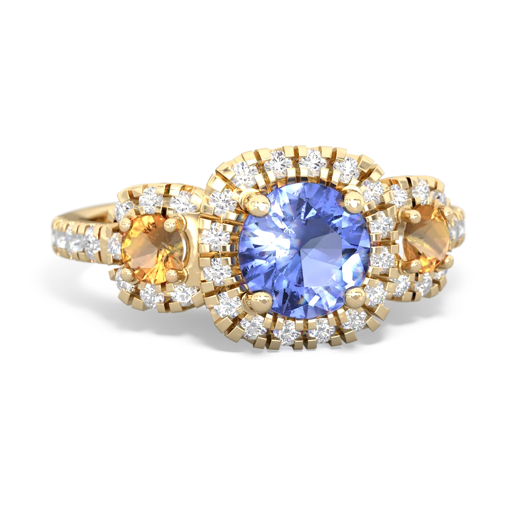 Tanzanite Regal Halo 14K Yellow Gold ring R5350