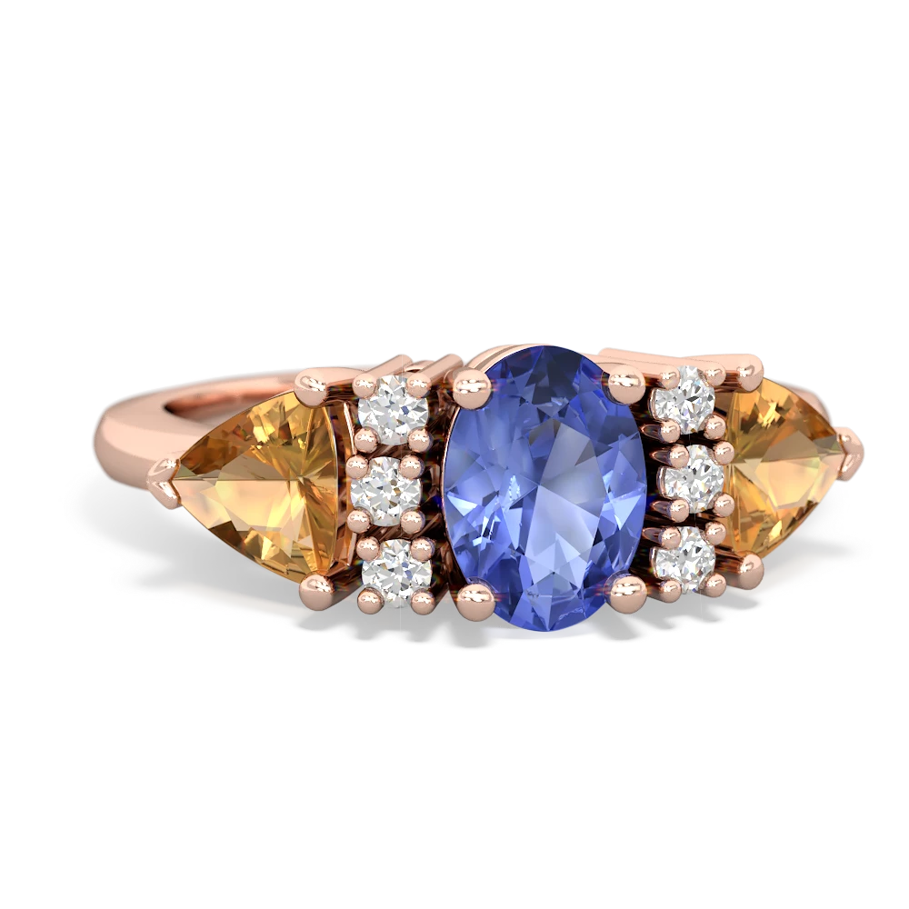 Tanzanite Antique Style Three Stone 14K Rose Gold ring R2186