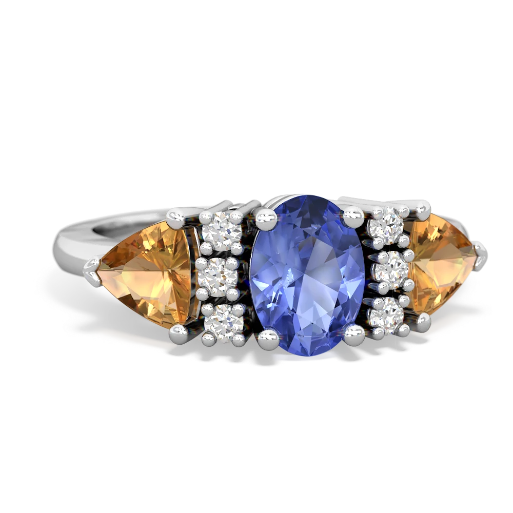 Tanzanite Antique Style Three Stone 14K White Gold ring R2186