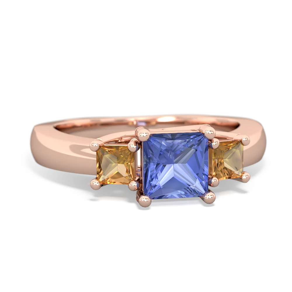 Tanzanite Three Stone Trellis 14K Rose Gold ring R4015